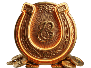Goldenes Hufeisen-Emblem mit Neon-Glanz als Symbol f&uuml;r den w&ouml;chentlichen Lizaro Reload Bonus