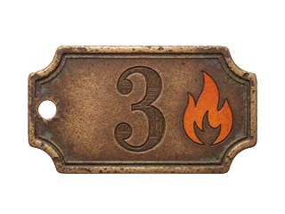 Bronze-Tag mit Nummer 3 und oranger Flamme f&uuml;r die dritte Einzahlung des Lizaro Willkommensbonus