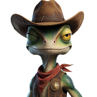 Lizaro Echsen-Cowboy Maskottchen mit Sheriff-Stern im Cowboyhut