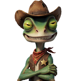 Lizaro Echsen-Cowboy Maskottchen mit Sheriff-Stern im Cowboyhut