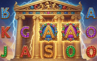 Golden Gate Slots mit Tempel-Theme und Blitzsymbolen bei Lizaro Casino